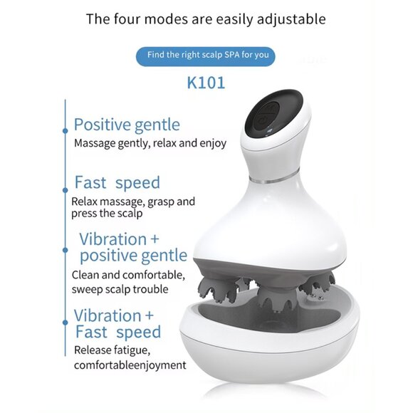 Electric Head Massager Waterproof  Red Light Care Handheld Massager 4 Detachable - Picture 11 of 11